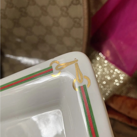 Rare Vintage GUCCI  Dish Change Tray Ashtray Porcelain 14k Barware Home Decor GG - Picture 9 of 9